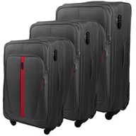 Walizki - Zestaw 3 Walizek Miękkich z Codury (XL+M+S) Szary - miniaturka - grafika 1