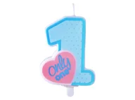 Urodziny dla dorosłych - Party Deco Świeczka cyferka jedynka 1 Only One niebieska - 8 cm - 1 szt. SCU2-1-011 - miniaturka - grafika 1