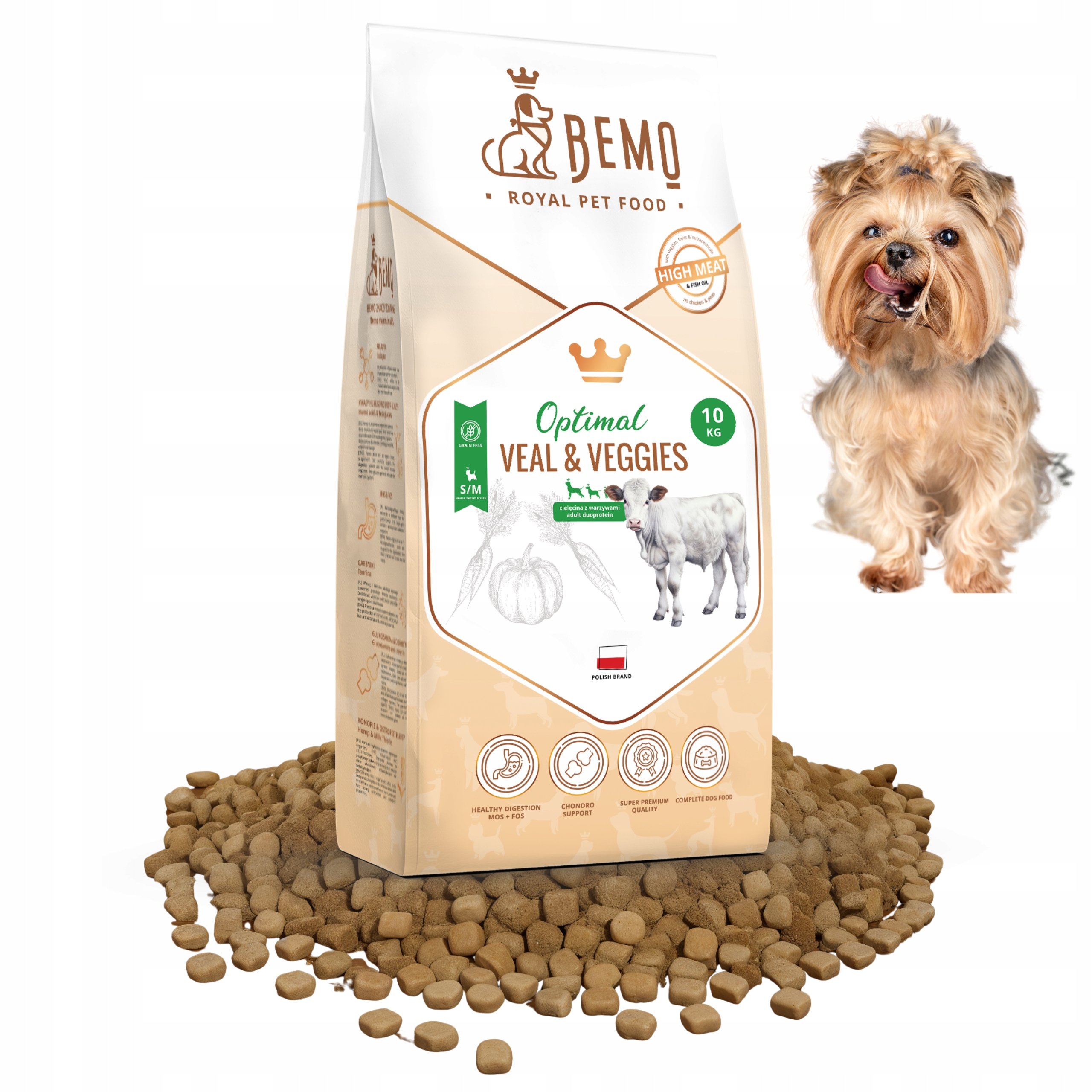 Karma dla psa sucha Bemo Optimal Veal S/m 10 kg z cielęciną i warzywami