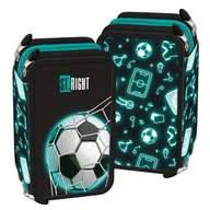 Piórniki - St. Right Piórnik Potrójny Szkolny Z Wyposażeniem Szkolnym Neon Football - miniaturka - grafika 1