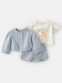 Kaftaniki dla niemowląt - carter's 3-częściowy zestaw w kolorze błękitno-kremowym - miniaturka - grafika 1