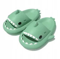 Skarpetki dla dzieci - GRUBE KLAPKI NA BASEN REKINY ANTYPOŚLIZGOWE KAPCIE SHARK ZIELONE 40-41 - miniaturka - grafika 1