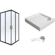 Kabiny prysznicowe - Zestaw Deante Funkia kabina prysznicowa 80 cm kwadratowa z brodzikiem Corner i syfonem czarny/szkło przezroczyste (KYCN42K, KTC042B, ... - miniaturka - grafika 1