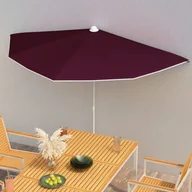 Parasole ogrodowe - vidaXL Półokrągły parasol ogrodowy na słupku, 180x90 cm, bordowy vidaXL - miniaturka - grafika 1