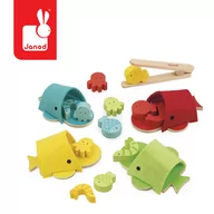 Łamigłówki - Janod, Sortowanie kolorów, Wieloryby filcowe, 2+ - miniaturka - grafika 1