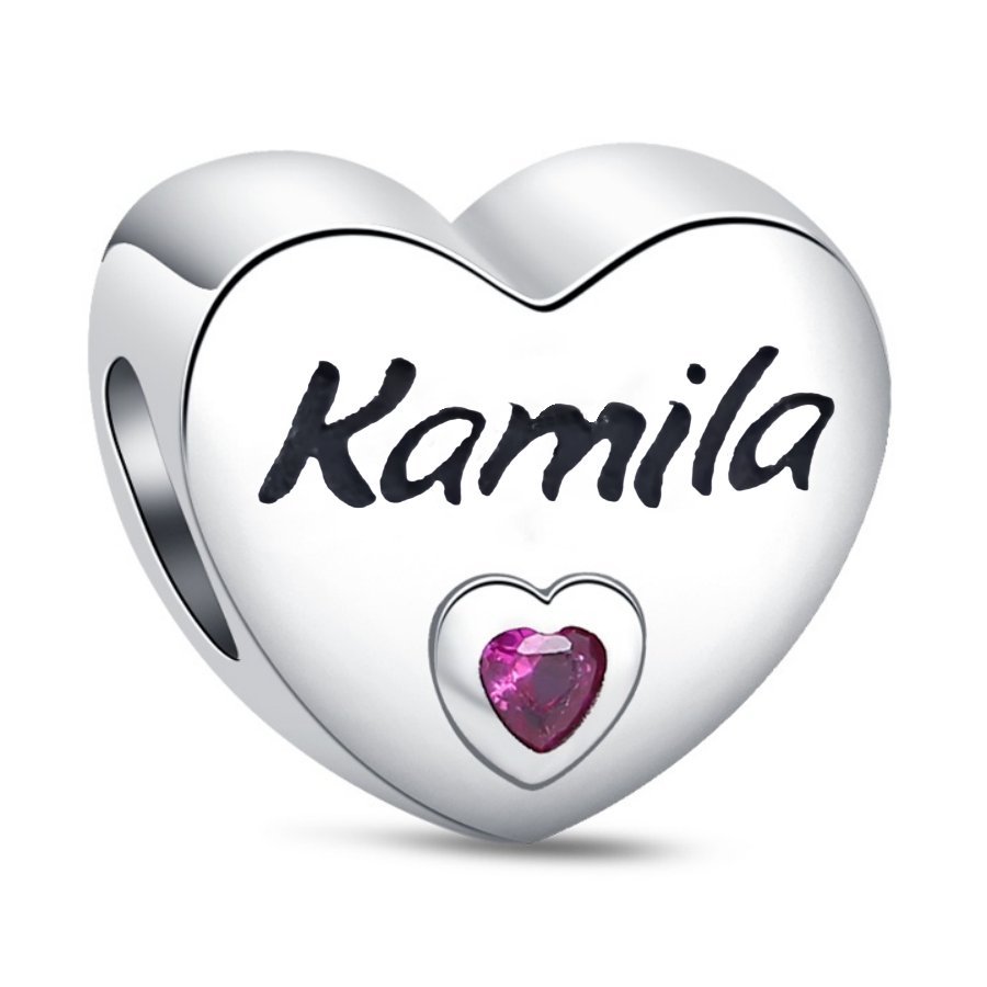 Zawieszka Charms SREBRO 925 Koralik Imię Kamila Serce