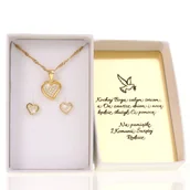 Zestawy biżuterii dla kobiet - Srebrny Komplet Naszyjnik i Kolczyki Komunia Chrzest Grawer - miniaturka - grafika 1