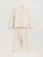 Moda i Uroda OUTLET - Reserved - Wzorzysta piżama dwuczęściowa - złamana biel - miniaturka - grafika 1