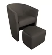 Fotele - ATOS Fotel CLUB z podnóżkiem MG05 brąz - miniaturka - grafika 1