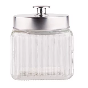 Lumarko Pojemnik Szklany Kwadratowy Z Pokrywką W Kolorze Srebra 850ML Dek.relief - Pojemniki kuchenne - miniaturka - grafika 1