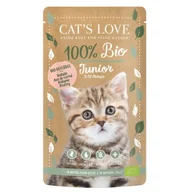 Mokra karma dla kotów - CAT'S LOVE organiczna mokra karma dla kota junior w galaretce Drób 24x100 g - miniaturka - grafika 1