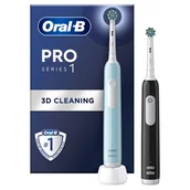 Szczoteczki elektryczne - Oral-B szczoteczka elektryczna PRO1 zestaw 2-pack CrossAction - Black (czarny) + Blue (niebieski) - miniaturka - grafika 1