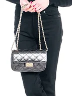 Torebki damskie - Torebka skórzana pikowana - metalik (7028) - miniaturka - grafika 1