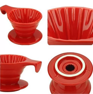 TIAMO Ceramiczny drip Tiamo z uchem V01 Czerwony 4715660755370R - Zaparzacze i kawiarki - miniaturka - grafika 4