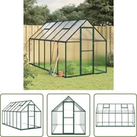 Szklarnie ogrodowe - The Living Store Szklarnia z ramą fundamentową Zielona 334x169x195 cm Aluminimum - miniaturka - grafika 1