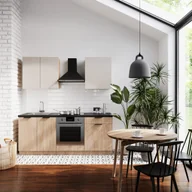 Meble kuchenne - Zestaw mebli kuchennych Acari niski 5 el. 200 cm kolor beżowy/dąb - miniaturka - grafika 1