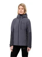 Kurtki i kamizelki sportowe damskie - Jack Wolfskin Kurtka przeciwdeszczowa "Eagle Peak" w kolorze szarym - miniaturka - grafika 1
