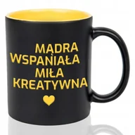 Kubki - Kubek Czarny Wnętrze Żółte MAMA MĄDRA WSPANIAŁA MIŁA KREATYWNA Wzory - miniaturka - grafika 1