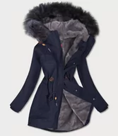 Kurtki damskie - WODOODPORNA PARKA DAMSKA NA FUTERKU GRANATOWA (M-933) - LHD - miniaturka - grafika 1