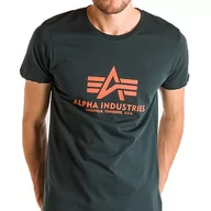 Koszulki sportowe męskie - Koszulka Alpha Industries Basic T-shirt 100501353- zielona - miniaturka - grafika 1