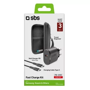 SBS Ładowarka sieciowa 20W Czarny + kabel + organizer - Ładowarki do telefonów - miniaturka - grafika 2