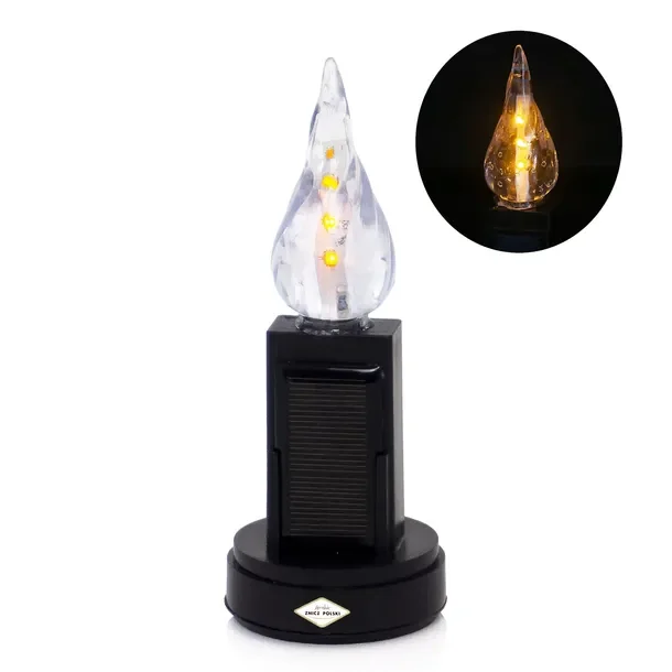 Wkład Solarny do Zniczy LED 16cm Czarny- Imitacja Żywego Płomienia 24/7