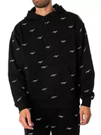 Bluzy męskie - HUGO Męska bluza z kapturem Dortalezza Relaxed-Fit z bawełny Terry z ręcznie napisanym logo, czarny (Black1), L - miniaturka - grafika 1