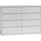 Komody - Topeshop Komoda szafka KARO, 8 szuflad, biała, 138x40x97 cm - miniaturka - grafika 1