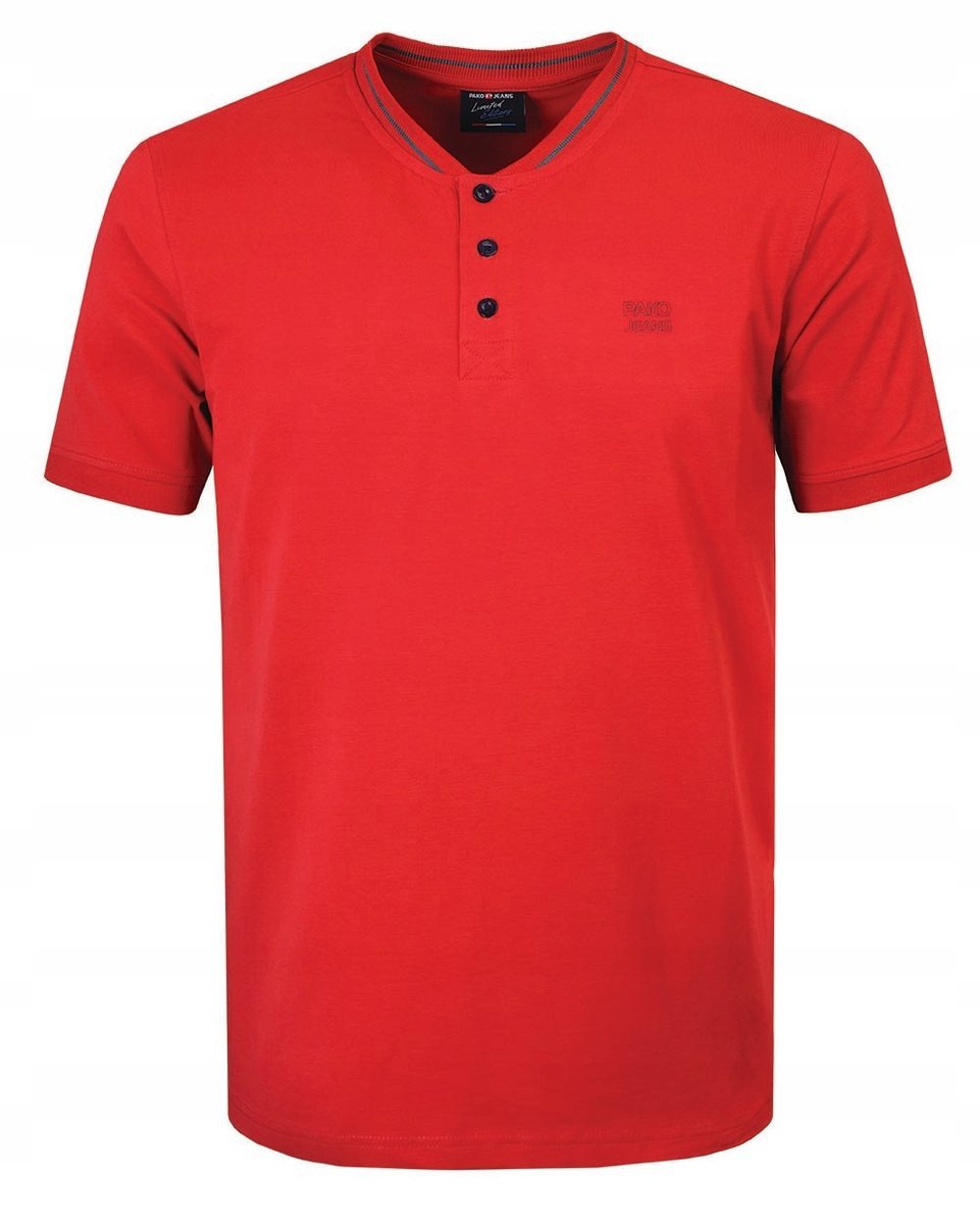 T-SHIRT Męski Koszulka w Serek CZERWONA Bawełniana TOOL L Pako Jeans