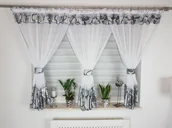 Firany - Firana gotowa “kokony” szara, nowoczesne firany do salonu - miniaturka - grafika 1