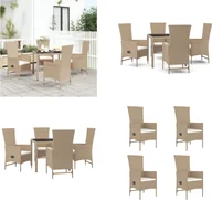 Meble ogrodowe - vidaXL 5-częściowy ogrodowy zestaw jadalny z poduszkami z beżowego polirattanu - ogrodowy zestaw jadalny - ogrodowe zestawy jadalne - zestaw jadalny - zestaw jadalny na taras - miniaturka - grafika 1
