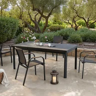 Meble ogrodowe - Zestaw mebli ogrodowych z aluminium: stół rozkładany dł. 180/240 cm i 4 fotele - Antracytowy - ZEYVA od MYLIA - miniaturka - grafika 1