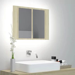 vidaXL vidaXL Szafka górna z lustrem i LED 60cm dąb sonoma 804959 804959 - Szafki łazienkowe - miniaturka - grafika 1