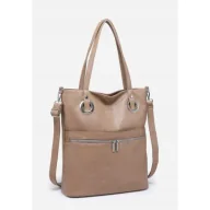 Torebki damskie - Pojemna Praktyczna Torebka Damska Brązowa Torba LUIGISANTO Shopper A4 - miniaturka - grafika 1