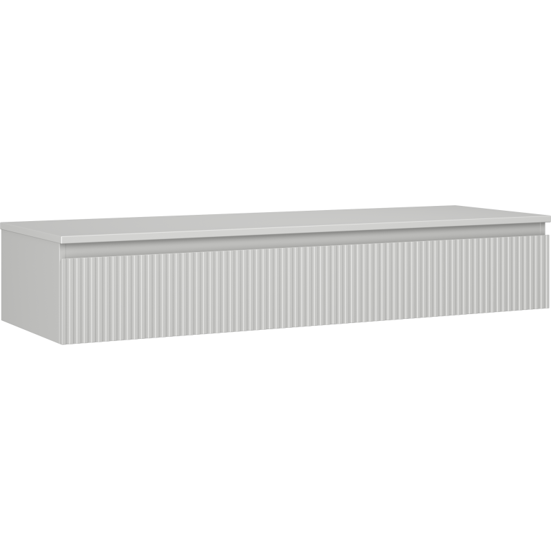 Mexen Rivel szafka łazienkowa podumywalkowa 140 cm z blatem, 1 szuflada, ryflowana , szara mat - 91A20-14023-1-BFC62
