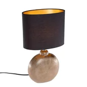 Lampy stojące - Honsel Lampa stołowa rustykalna brązowa z czarną 39 cm - Kygo - miniaturka - grafika 1