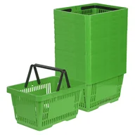 Torby i wózki na zakupy - Zestaw 15x Koszyk zakupowy do przechowywania 2 rączki 22L jasny zielony KTD - miniaturka - grafika 1