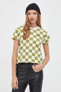 Vans t-shirt bawełniany damski kolor zielony - Koszulki sportowe damskie - miniaturka - grafika 1