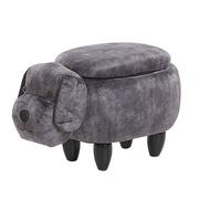 Krzesła - Beliani Pufa zwierzak ze schowkiem welurowa szara DOGGY - miniaturka - grafika 1