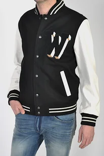 WRANGLER LEATHER BASEBALL BLACK KURTKA BEJSBOLÓWKA - Kurtki męskie - miniaturka - grafika 1