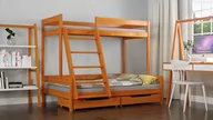 Łóżka dla dzieci i młodzieży - Łóżko piętrowe, WNM Group, Theo T1, 2 Szuflady, Tik, 207x147 cm - miniaturka - grafika 1