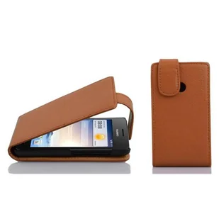 Etui Cadorabo do Huawei ASCEND G330 w kolorze COGNAC BROWN etui na telefon komórkowy z klapką wykonane z teksturowanej sztucznej skóry etui ochronne etui z klapką w stylu książki - Etui i futerały do telefonów - miniaturka - grafika 1