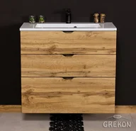 Szafki łazienkowe - Szafka łazienkowa wisząca z umywalką dąb naturalny 80 cm Victa Gante - miniaturka - grafika 1