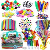 Dekoratorstwo - Zestaw kreatywny, artystyczny,  plastyczny dla dzieci, brokaty, kreatywne druciki, pompony, oczka ponad 2000 elementów. - miniaturka - grafika 1