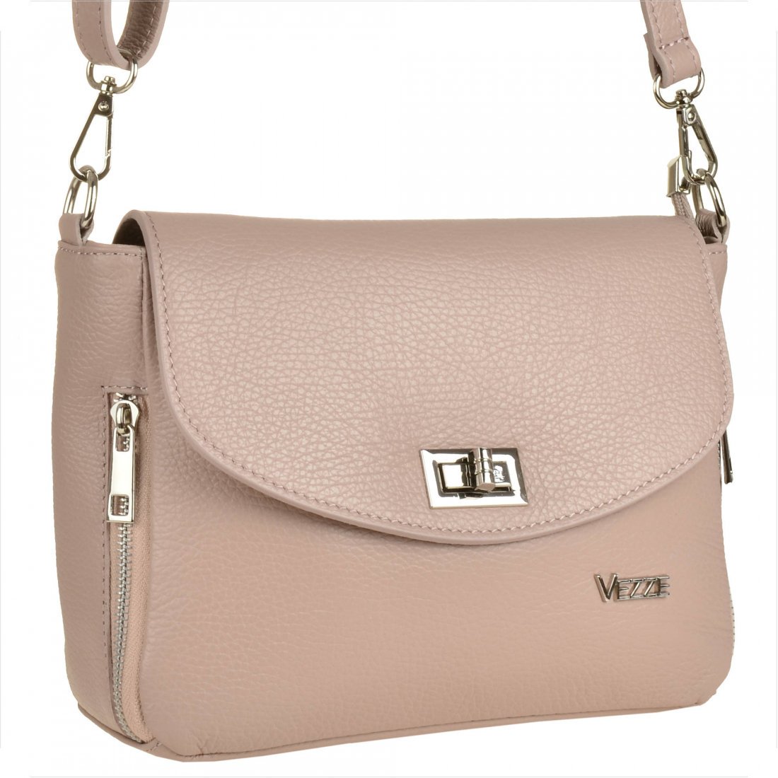 VEZZE Torebka listonoszka skóra naturalna róż pudrowy