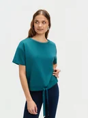 Bluzy damskie - Turkusowa bluza krótki rękaw - miniaturka - grafika 1