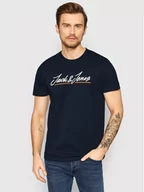 Koszulki męskie - Jones Jack T-Shirt Tons Upscale 12205107 Granatowy Regular Fit - miniaturka - grafika 1