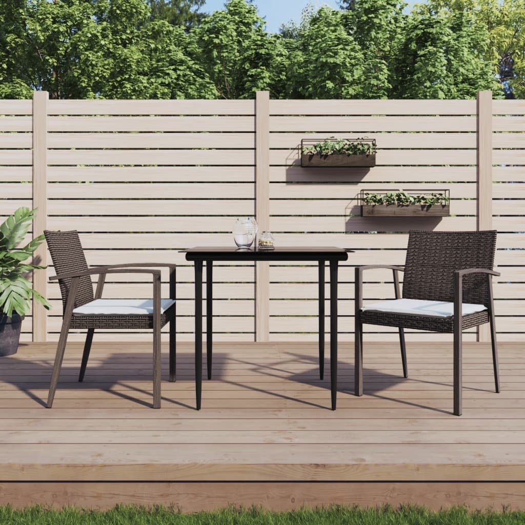 Krzesła ogrodowe z poduszką 2 szt. Brązowy 56,5x57x83 cm Poli rattan