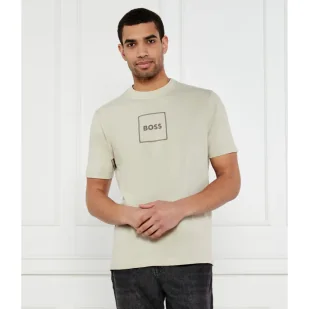 BOSS ORANGE T-shirt Te_linenlogo Regular Fit z dodatkiem lnu - Koszulki męskie - miniaturka - grafika 1