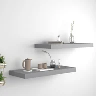 Półki do salonu - vidaXL vidaXL Półki ścienne, 2 szt., szare, 60x23,5x3,8 cm, MDF - miniaturka - grafika 1